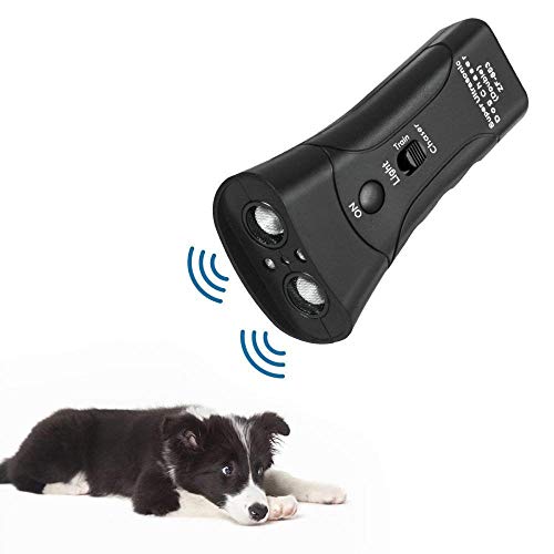 Moh Handheld Dog Repellent, Dual Channel Electronic Animal Repellent, Handy Ultrasonic Dog Deterrent for Outdoor Camping Garden, Bark Stopper + Good Behavior Dog Training