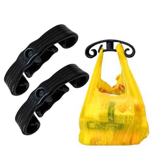 ZeniMart �V���b�s���O�o�b�O�O���b�v �������܃O���b�v �������܃n���h�� �肪�ɂ��Ȃ�Ȃ� �d�����ו��� �r�j�[���ܐH�����݂�h�~ �g�їp 2�Z�b�g (�u���b�N) [���s�A���i]
