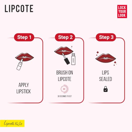 Image of Lipcote Lipstick Sealer | Smudge-Proof, Waterproof & Transfer-Proof Lip Top Coat | Long-Lasting 8-12 Hrs | Works on Any Lipstick | Original UK Formula | 6.5ml