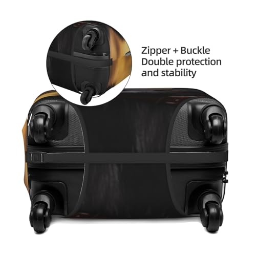 Travel Luggage Cover Elastic Anti-Scratch Suitcase Protector Washable Travel Suitcase Cover Black German Shepherd Dog Luggage Protector Fits 18-32 Inch Suitcase4