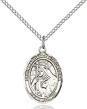 F A Dumont Sterling Silver St. Margaret of Cortona Pendant with 18' Stainless Steel Lite Curb Chain....