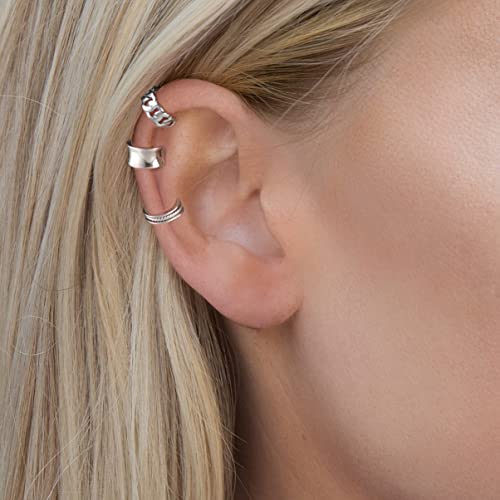 Ear Cuffs 925 Sterling Silver Fake Ear Cuffs Non Piercing Ear Conch Clip On Earrings For Women #TOP1