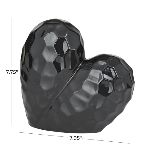 Escultura decorativa de porcelana corazón negro 8"x3"x8" miniatura 6