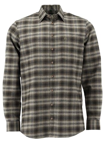 OS Trachten Herren Hemd Langarm Jagdhemd mit Liegekragen Gliru, Größe:43/44, Farbe:Oliv