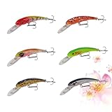 DINHEAROM 6pcs 9cm Floating Fishing Baits Lifelike Topwater Fish Lures with Built-in Steel Beads for Freshwater Bass and Pike Fishing