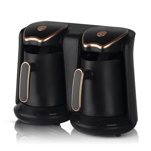 Cafetera eléctrica turca, 1200 W, diseño de doble olla, capacidad de 1 litro, características antidesbordamiento y anticombustión en seco para un café auténtico