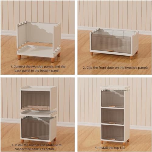 Image of mechdel Plastic Multipurpose Bookshelf Organizer Rack For Living Room, Kitchen, Bedroom, Office - DIY (Cupboard Rack - Transparent Window, 4Pcs)
