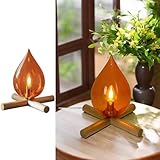 Lámpara de Mesa Bonfire, lámpara de Escritorio de Vidrio con Base de Madera Maciza para Sala de Estar, mesita de Noche, Dormitorio, Escritorio de Lectura, lámpara de Mesa Auxiliar