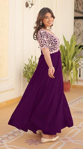 Image of Fashion Basket Georgette Embroidered Anarkali Gown for Women