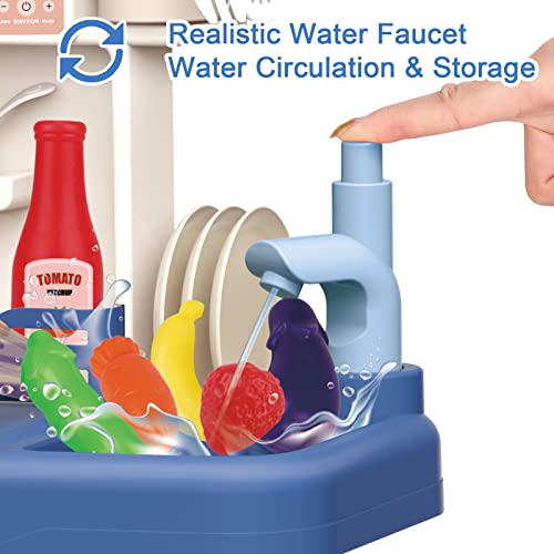 Deao Kitchen Playset Toy With Sounds And Lights Role Playing Game Pretend Food And Cooking Playset For Toddlers,35 Pcs Kitchen Accessories Set For 3 4 5 Years Old Girls Boys #TOP3