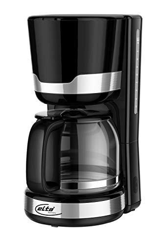 Elta Kaffeemaschine Black Line KM-900.15 (900 Watt, 12 Tassen, Glaskanne 1,5 Liter, Permanent-Filter, Anti-Tropf-Funktion, schwarz, edelstahl), Farbe:schwarz Cover