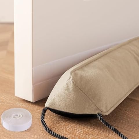 Joypea 36" Door Draft Stopper for Bottom of Door, Under Door Gap Filler with Removable Cover up to 3 Inches, Weighted Bottom of Door Barrier for Noise, Air, Wind and Light, Beige Cover
