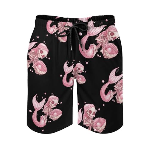 Skeleton Mermaides Mens Swim Trunks Quick Dry Board Shorts Beach Swimwear Bathing Suits2