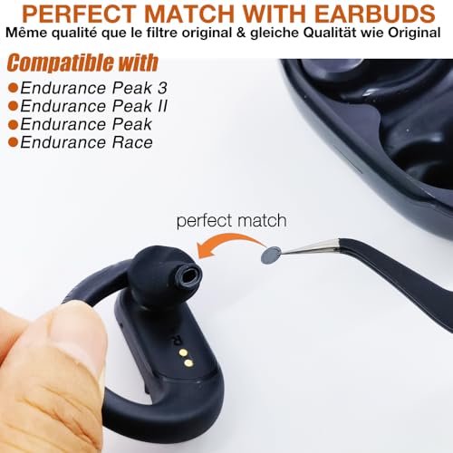TENNMAK Earbuds Dust Proof Mesh Replacement for JBL Endurance Peak 3 / Peak II/Peak/Endurance Race Earphones Dust Filter * 5 Pairs