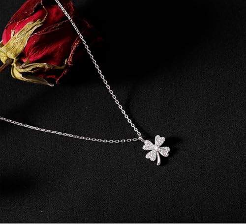 SLUYNZ 925 Sterling Silver CZ Clover Pendant Necklace for Women Teens Lucky Clover Pendant Necklace Choker4