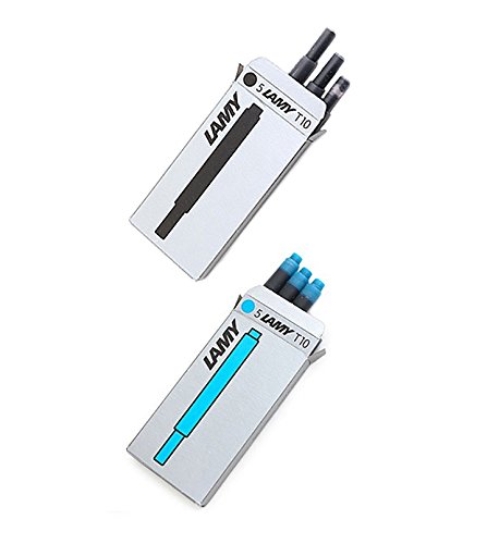 Lamy T-10 Black Ink Cartridges (1 Pack) + Turquoise Ink Cartridges (1 Pack) - 1 Pack Contains 5 Cartridges Each (B07F16KD8W) Amazon Price History, Amazon Price Tracker