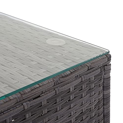 Mendler Poly-Rattan Garnitur HWC-F57, Balkon-/Garten-/Lounge-Set Sofa Sitzgruppe - grau, Kissen dunkelgrau ohne Deko… – Bild 7