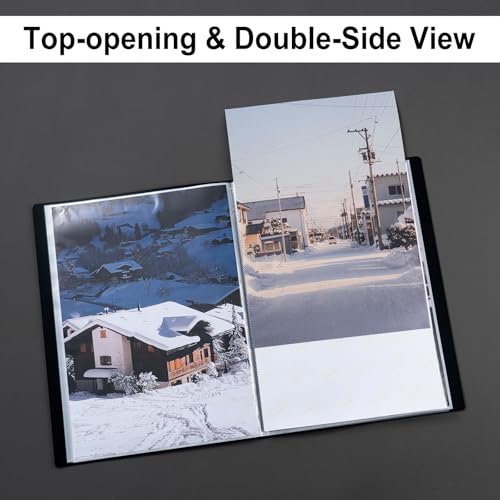 Srvnpioy A3 Sichtbuch 20 Taschen (Schwarz, 2 Stück) A3 Kunststoff Portfoliobuch Präsentationsbuch mit 20 Klarsichthüllen für Berichtsblätter, Portfolios, Gemälde, Fotos, Kunstwerke, Zeichnungen
