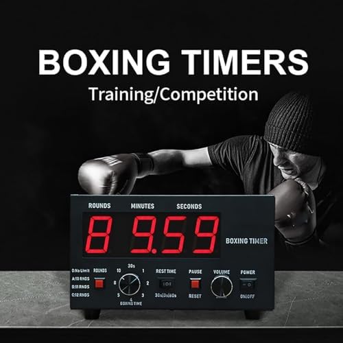 Digital Boxing Timer - LED Gym Clock, Interval Workout Timer, 30S-10min Countdown, Rest 0/30/60S, Ideal for Boxing, HIIT, Fitness Training Equipment, Blue Display