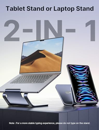 image for JSAUX Laptop Stand for Desk, Aluminum 2 in 1 Computer Riser and Tablet