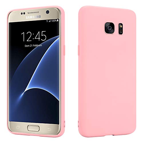 HSP Rosa Hülle kompatibel mit Samsung Galaxy S7 | Premium TPU Silikon Hülle | Kratzfest Stoßfest | Matte Oberfläche | Passexakte, weiche, Ultra dünne Schutzhülle