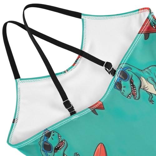 Swimsuit Toddler Girl, Summer Beach Apparel 3-10 Y, Cute Funny Dinosaurs Green4
