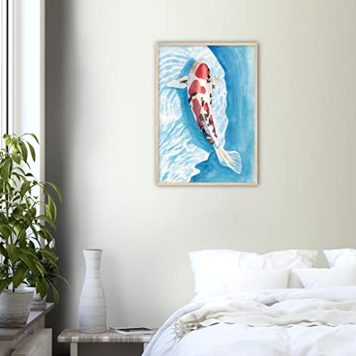 Art mural poisson japonais mer bleue : créez un salon zen avec ce grand tableau 50x70