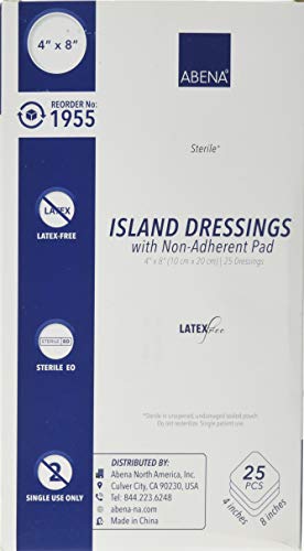 Abena Island Dressing w/Non-Adherent Pad, Sterile, Latex-Free,25 Count (Pack of 1)
