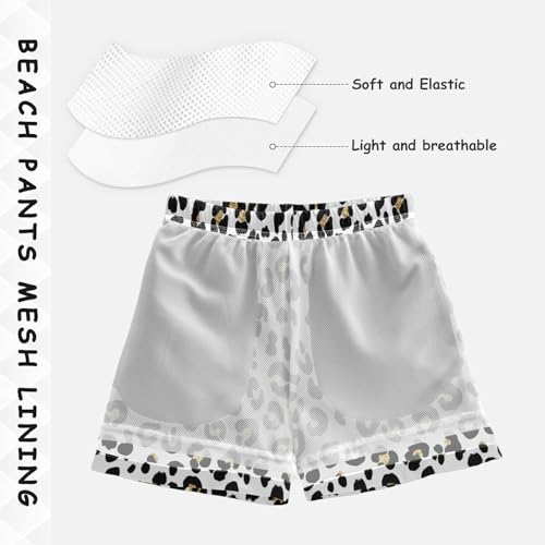 Swim Clothes for Boys, Toddler Boys Swim Trunks 2t, Black Leopard Spots White4