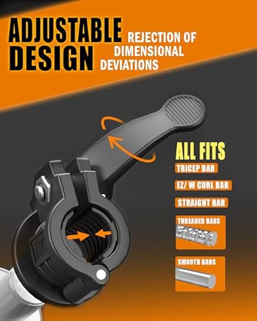 Barbell Clamps 1 Inch - 2 PCS Adjustable Barbell Clips Quick Release Locking Weight Clips Olympic Barbell Collars (Black 0.98-1.18inch)