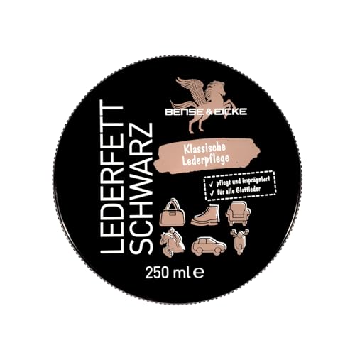 Bense u. Eicke B & E Lederfett schwarz, 250 ml für Schuhe, Handtaschen, Cabrio-Verdeck,Ledercombi,Ledercouch, Sättel und alle Glattleder Arten