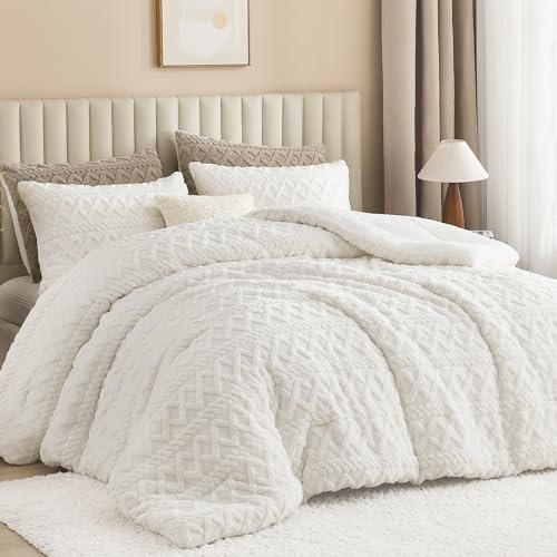 Andency Sherpa Queen Comforter Set, 3 Pieces