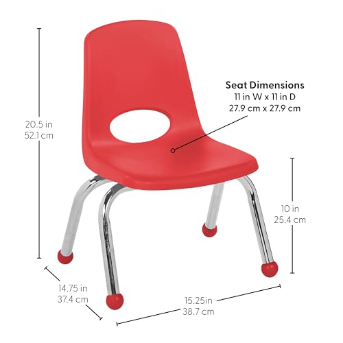 Image of FDP 10 inch School Stack Chair, Stacking Student Seat with Chromed Steel Legs and Ball Glides for Preschool, Classroom or Homeschool - Sand (2-Pack), 15409-SD