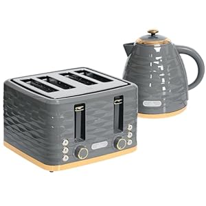 HOMCOM Kettle and Toaster Sets, 3000W 1.7L Rapid Boil Kettle & 4 Slice Toaster with 7 Browning Controls, Defrost, Reheat and Crumb Tray, Otter Thermostat, Grey