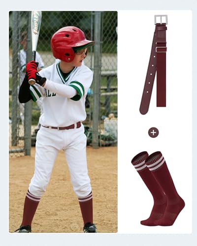 AWAYTR Youth Baseball Socks and Belt -Kids Baseball Belt for Boys Girs Softball2