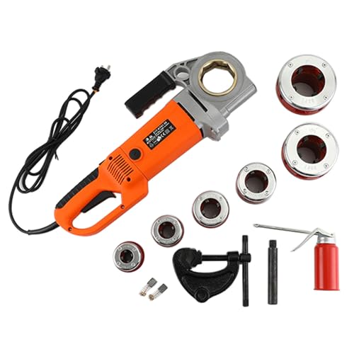 Máquina Roscadora de Tubos Kit de roscado de tubos, roscador de tubos eléctrico portátil, máquina roscadora de tubos de 2300 W, cortador de tubos, juego de herramientas de abrazadera de plom