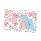 Pegatinas de pared de fondo: estas calcomanías son muy coloridas y para la decoración de la pared de la sala de estar del hogar, calcomanía del mapa del mundo