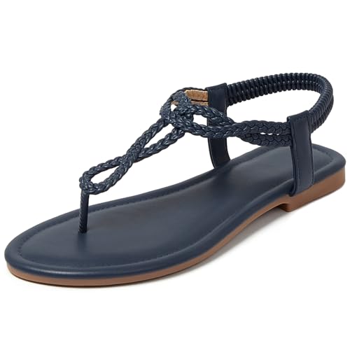 Image of zeetoo Women's Flat Sandals Summer T-StrapThong Bohemian Casual Comfortable Dressy Sandals for Women