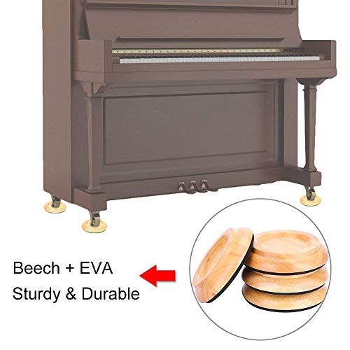 4 STÜCKE Bodenschoner Piano Caster Cups Piano Foot Pads, Runde Buchenholz Piano Caster Cup Fuß Pad Set aufrecht Klavier Caster Cups Zubehör(Wood)
