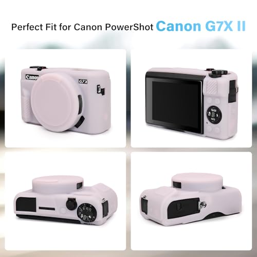Funda para Canon G7X II de silicona con protector de pantalla rosa 2