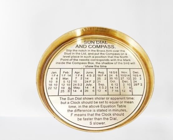 Magnetic Brass Personalized Engraved Sundial Compass