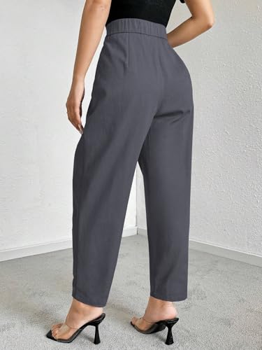 Image of GRECIILOOKS Balloon Fit Ankle Length Women Casual Trousers | Ankle Length Pants for Women Zip & Button | Woman Trousers Balloon Pants