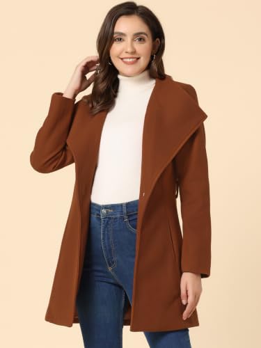 Image of Allegra K Women's Winter Elegant Stand Collar Overcoat Long Belted Pea Coat