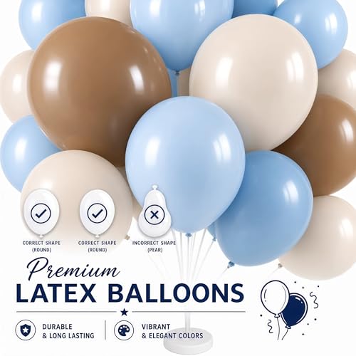 Image of Balloon Column Stand Kit Set of 2 Included-Retro Ice Mist Macaron Balloon Sticks with Base&Pole,Backdrop Decoration for Metallic Chrome Wedding, Baby Shower,Birthday,Anniversary Party(denim brown)