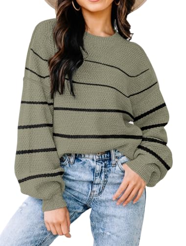 Image of Womens Sweaters Fall Fashion 2026 Color Block Oversized Pullover Knit Tops