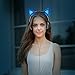 Cat Ear Headphones,Snowwicase Flashing Glowing Cosplay Fancy Cat Headphones Foldable Over-Ear Gaming Headsets Earphone with LED Flash Light for iPhone 7/6S/iPad,Android Mobile Phone,MacBook (Blue)