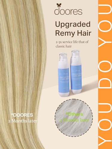 Image of DOORES Sew In Hair Extensions Real Human Hair, Light Blonde Highlighted Golden Blonde 20 Inch 100g, Hand Made Sew In Weft Extensions Thick