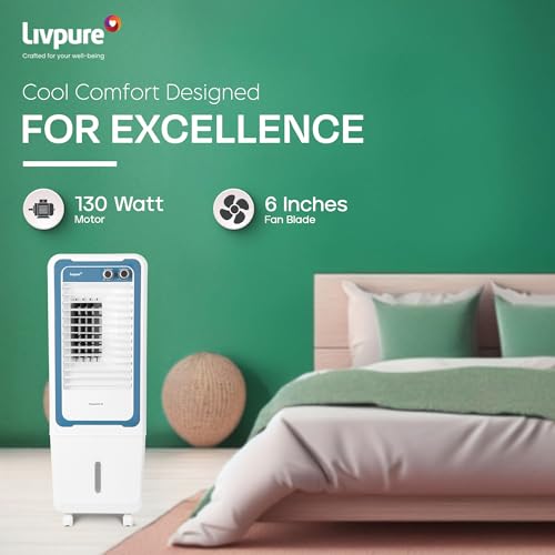 Image of Livpure Magnakool Tower 36L Air Cooler|High Speed Air Delivery|188 Sq.Ft. Large Area Coverage|Ice Chamber|High Density Honeycomb Pads|Inverter Compatible|2Yrs Motor Warranty,1 Yr Comprehensive(White)