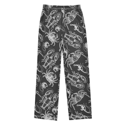 ZZXXB Retro Shrimp Lobster Boys Long Pants Soft Trousers Elastic Waist Kids Lounge Bottoms with Pockets S-XL