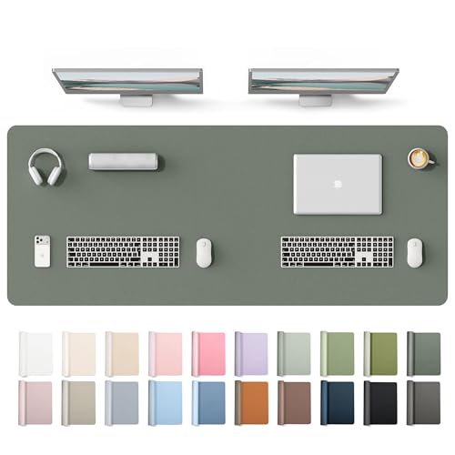 Image of YSAGi Leather Desk Protector, Office Mat, Large Mouse Mat, Non-Slip PU Leather Blotter, Laptop Desk Mat, Waterproof Writing Pad for Office and Home(Dark Green, 63 inch x 24 inch)